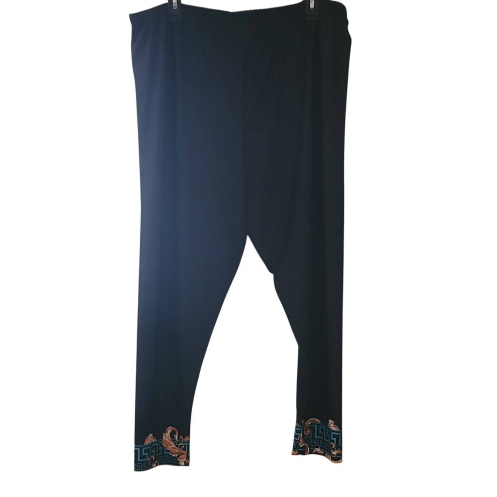 NWT-Ashley Stewart Black Border print pattern leggings, size 18/20